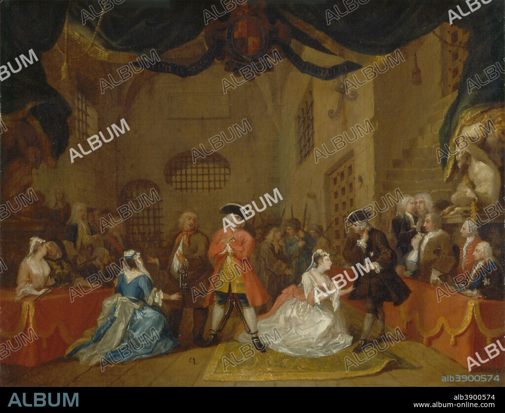 WILLIAM HOGARTH. The Beggar's Opera. Date/Period: 1729. Painting. Oil on canvas. Height: 591 mm (23.26 in); Width: 762 mm (30 in).