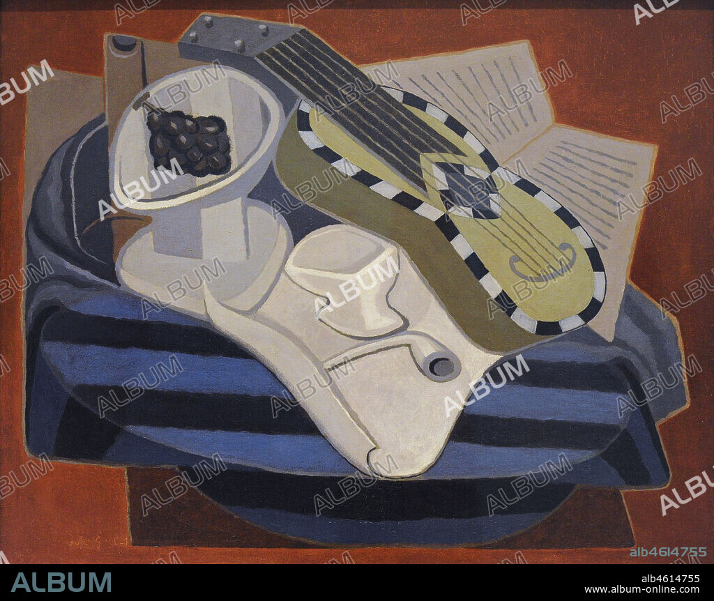 JUAN GRIS (1887-1927). SPANISH PAINTER.. Juan Gris (José Victoriano González Pérez) (1887-1927). Spanish painter. La guitare aux incrustations (Inlaid Guitar), 1925. Oil on canvas, 73 x 92 cm. Reina Sofía National Art Center Museum. Madrid. Spain.