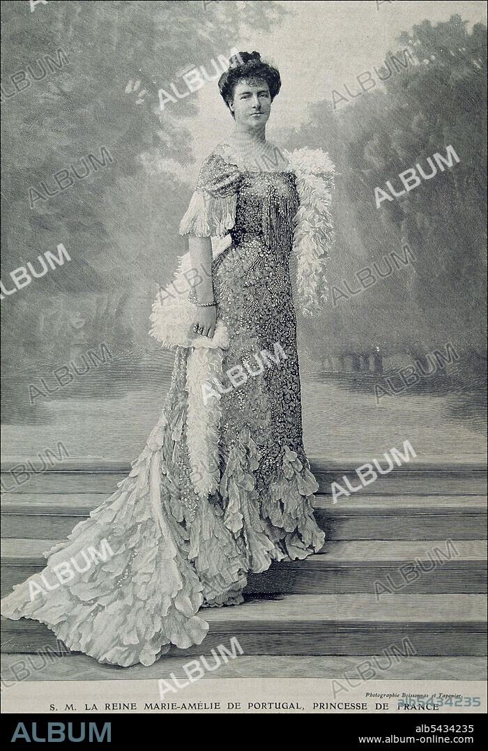 MARIA AMELIA DE ORLEANS. REINA DE PORTUGAL . ESPOSA DEL REY CARLOS I. 1865 - 1951. GRABADO DE L `ILLUSTRATION , AÑO 1904.