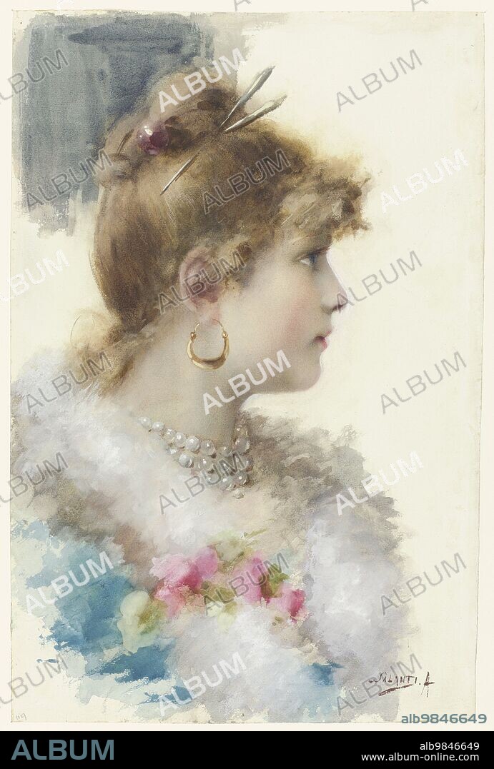 A. SALANTI. Bust of a young woman, in profile to the right, 1800-1892.