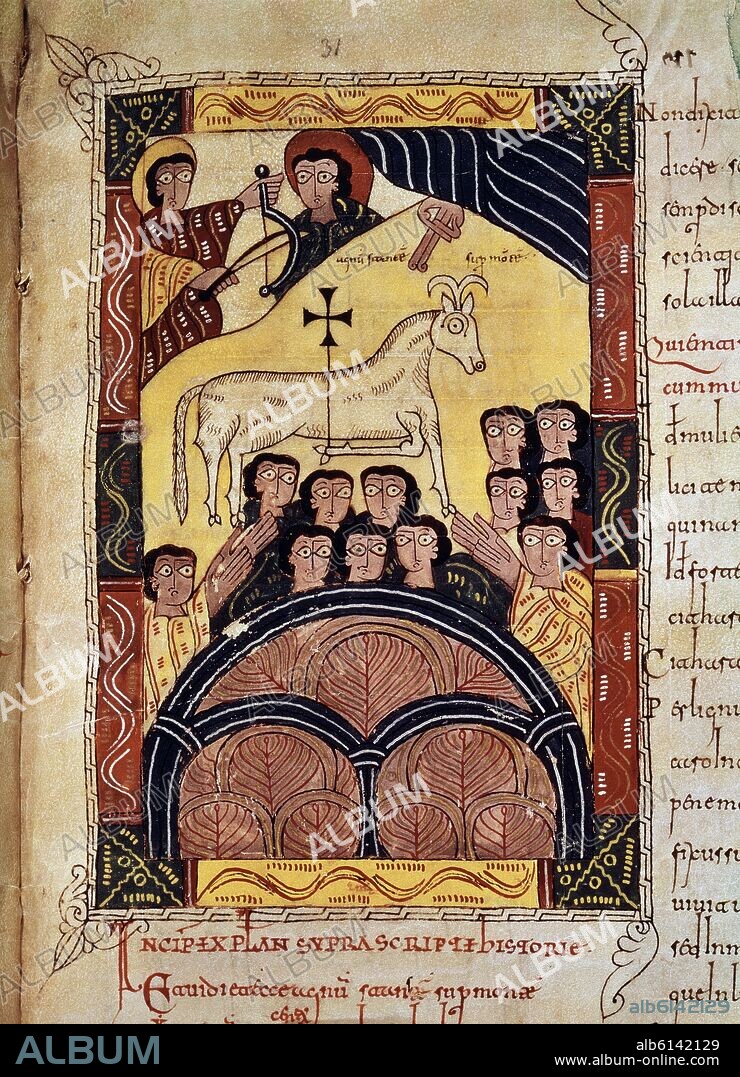 BEATO DE LIÉBANA. COMENTARIOS AL APOCALIPSIS, EL CORDERO Y LA CRUZ ADORADOS, BEATO DEL ESCORIAL - SIGLO X.