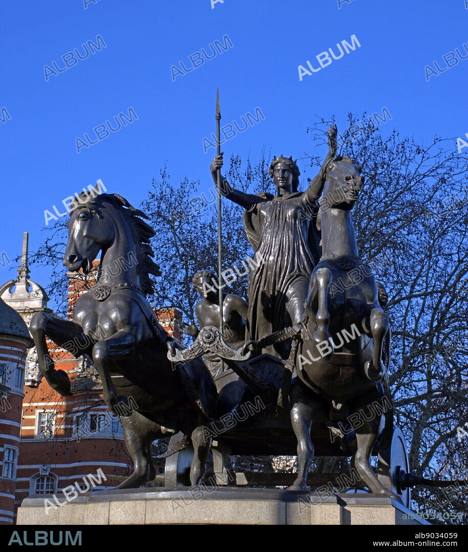 Thomas Thornycroft's statue of Boadicea and her Daughters in London.. Boudica or Boudicca was a queen of the British Celtic Iceni tribe, who led an uprising against the occupying forces of the Roman Empire in AD 60 or 61, and died shortly after its failure, having supposedly poisoned herself. She is considered a British folk hero.
