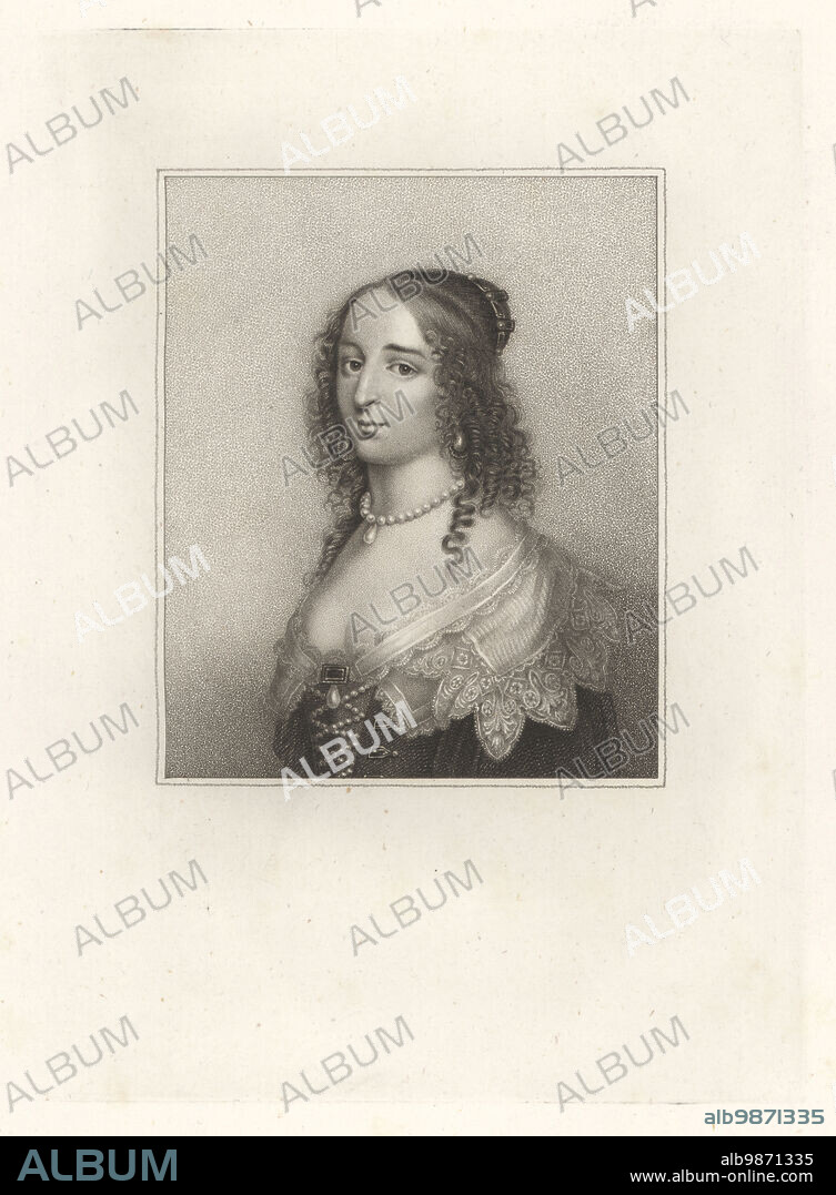 Elisabeth of the Palatinate, philosopher princess, 1618-1680. Also known as Elisabeth of Bohemia or Princess-Abbess of Herford Abbey. Famous for her correspondence with René Descartes. Elizabeth, daughter of Frederick V, Elector Palatinate and King of Bohemia. With hair in curls, pearl necklace, low-cut gown with lace collar. After a portrait by the studio of Gerrit van Honthorst. Copperplate engraving from Samuel Woodburns Gallery of Rare Portraits Consisting of Original Plates, George Jones, 102 St Martins Lane, London, 1816.