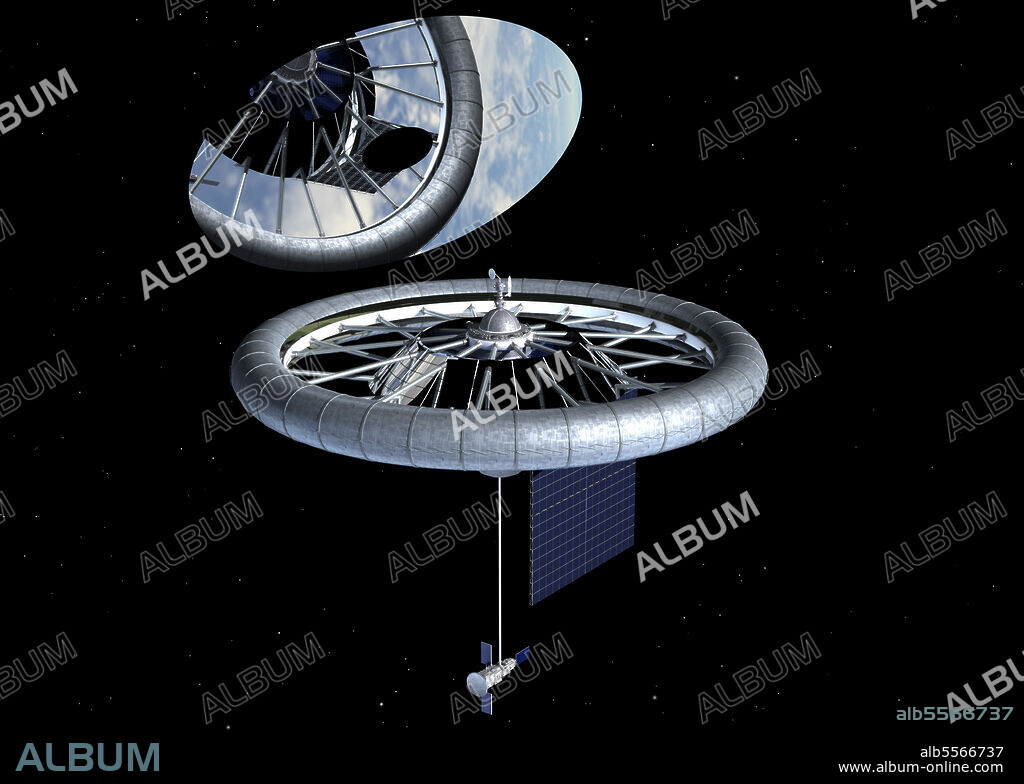 1970's Stanford University study depicting a torus space colony, 1.8km diameter.