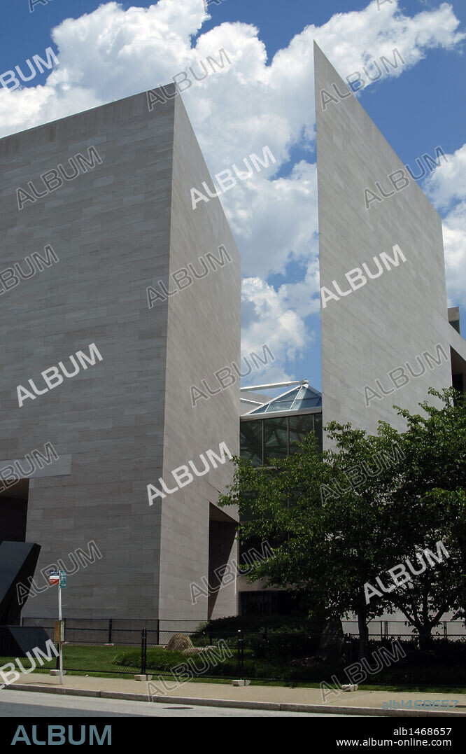 National Gallery of Art. East building by Ieoh Ming Pei (b. 1917), commonly known as I. M. Pei. Exterior.  Built in 1978. Washington D.C. United States.