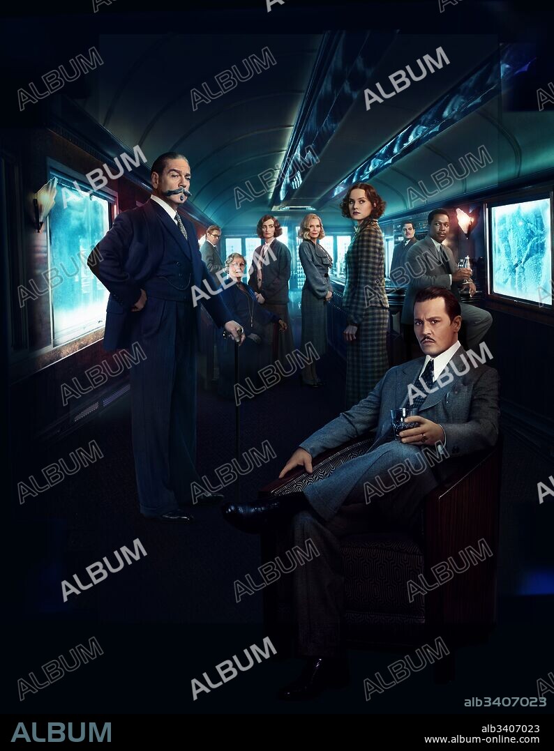 JOHNNY DEPP, JOSH GAD, JUDI DENCH, KENNETH BRANAGH, MICHELLE PFEIFFER, PENELOPE CRUZ and WILLEM DAFOE in MURDER ON THE ORIENT EXPRESS, 2017, directed by KENNETH BRANAGH. Copyright 20TH CENTURY FOX.