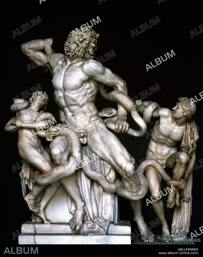 Laocoon and His Sons by Agesander, Athenodoros and Polydorus. 25 BC. Sculpture on marble. Vatican Museums. Vatican City.