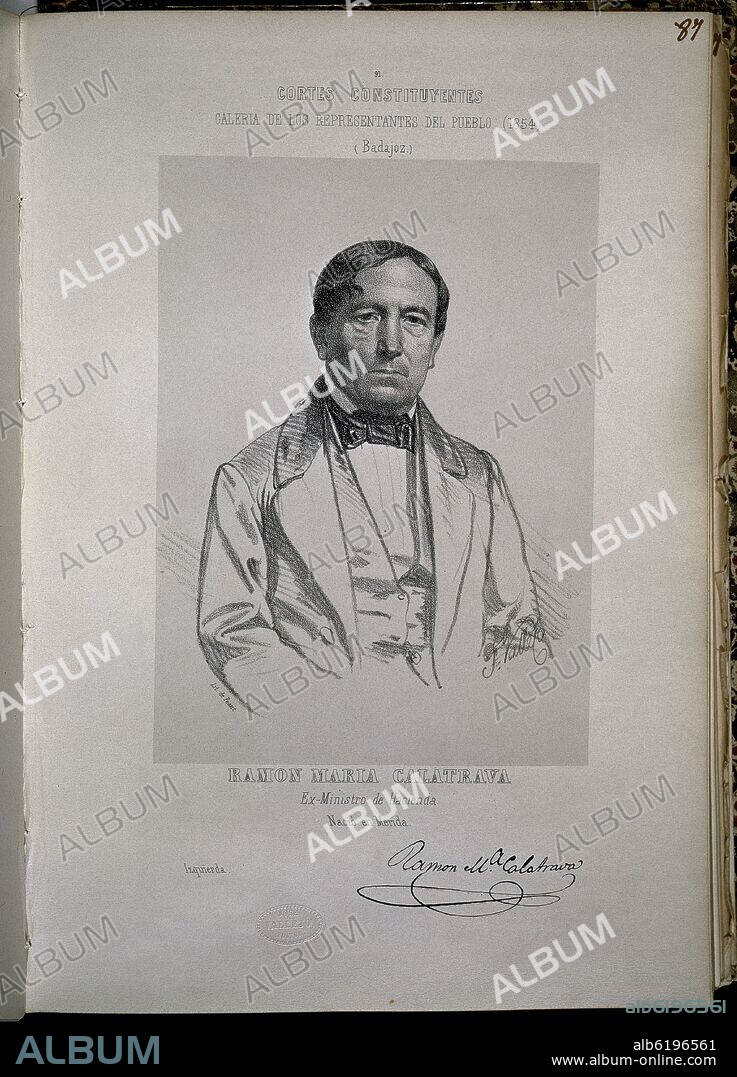 JOSE VALLEJO Y GALEAZO. CORTES CONSTITUYENTES - GALERIA DE LOS REPRESENTANTES DEL PUEBLO - 1854 - RAMON MARIA CALATRAVA - PG 87.