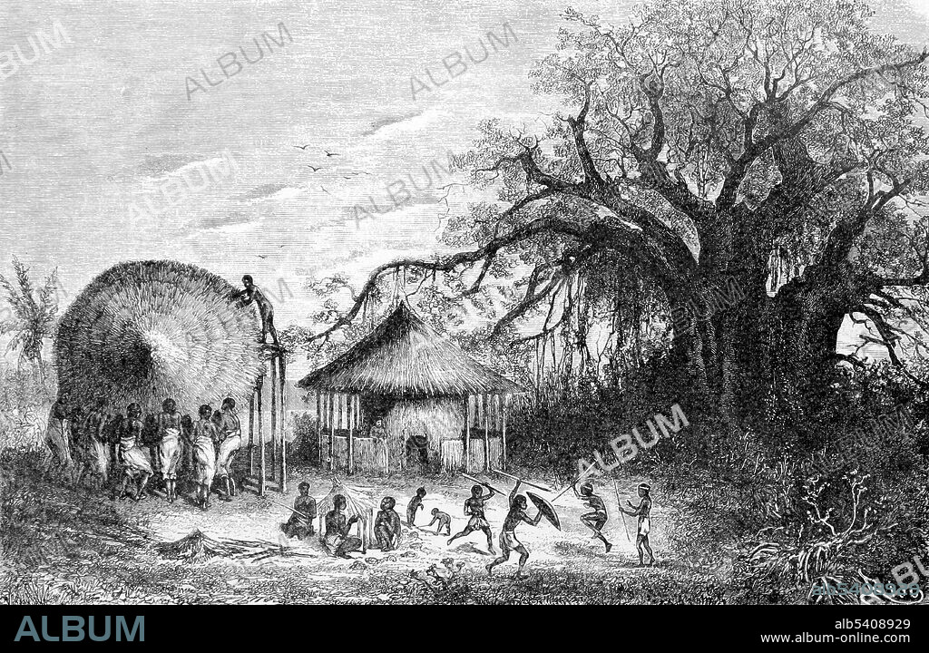 The Makololo (Kololo) are a Sotho people of Southern Africa. They were displaced by the Zulu expansion under Shaka and in 1823 started a migration north through Botswana to Barotseland. Barotseland is a region between Namibia, Botswana, Zimbabwe, Zambia and Angola. It is the homeland of the Lozi people, who are a unified group of over 20 individual formerly diverse tribes related through kinship, whose original branch are the Luyi (Maluyi), and also assimilated northern Sotho tribe of South Africa known as the Makololo. Africa illustrated by William. R. Smith, 1889 (cropped and cleaned).