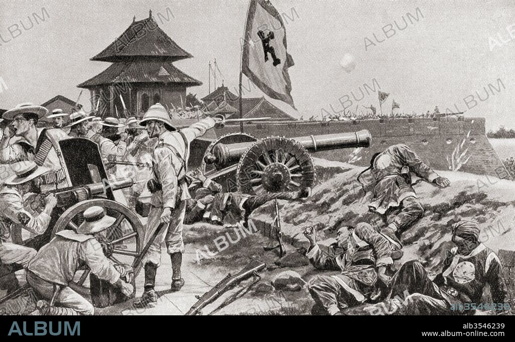 The Boxer Rebellion, Boxer Uprising or Yihetuan Movement, 1900. From Hutchinson's History of the Nations, published 1915.