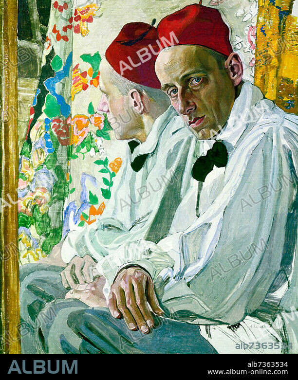 "Porträt des Theaterregisseurs Wsewolod Emiljewitsch Meyerhold", Gemälde, 1917, von Alexander Jakowlewitsch Golowin (1863 - 1930), Tempera auf Holz, 80 x 67 cm, Moskau, Staatliches zentrales Museum der Musikkultur M. I. Glinka.