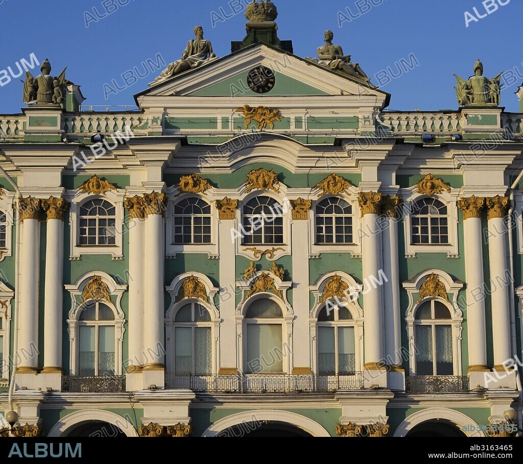 Russia. Saint Petersburg. The State Hermitage Museum. Winter Palace. 18th-19th centuries. Facade.