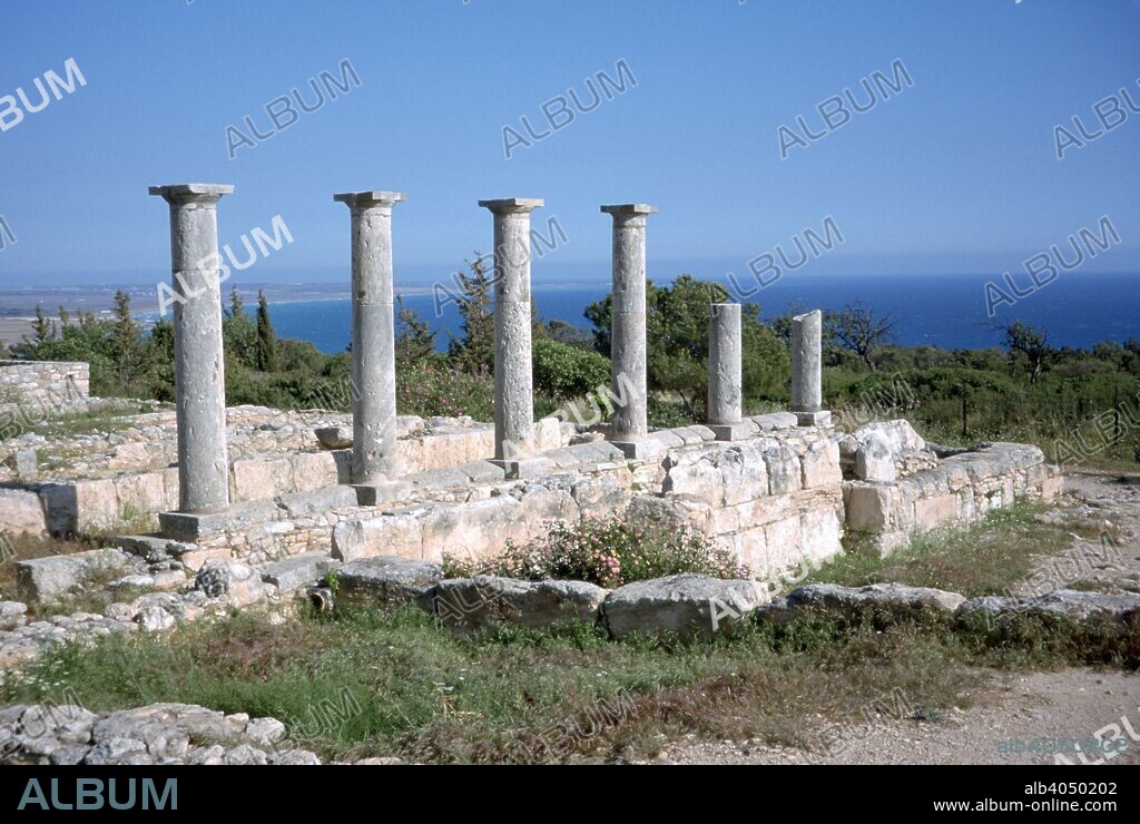 Sanctuary of Apollo Hylates, Kourion, Cyprus, 2001. One of the most important religious sites of ancient Cyprus, the worship of Apollo probably began here as early as the 8th century BC and continued until the 4th century AD. The ruins seen today are thought to date from the 1st century AD, when the temple complex underwent restoration.