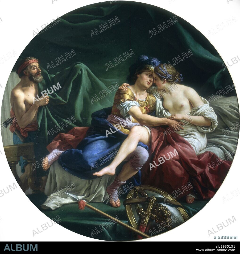 'Mars and Venus discovered by Vulcan', 1768. In the Roman pantheon Mars was the god of War, Venus goddess of beauty and love whose husband, Vulcan, was god of fire and metal working.