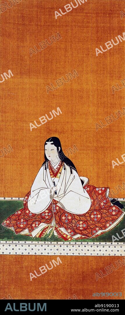 Japan: Lady Oichi (1547 - 14 June 1583), wife of Azai Nagamasa and Shibata Katsuie. Hanging scroll painting, c. 1580s-1590s.<br/><br/>. Oichi or Oichi-no-kata, also known as Ichihime, Odani-no-kata and Hideko, was a female historical figure from the late Sengoku period. She is known mainly as the mother of three daughters who would become prominent for their connections - Yodo Dono, Ohatsu and Oeyo. Oichi was the younger sister of Oda Nobunaga. Oichi was equally renowned for her beauty and her resolve. She was descended from the Taira and Fujiwara clans.