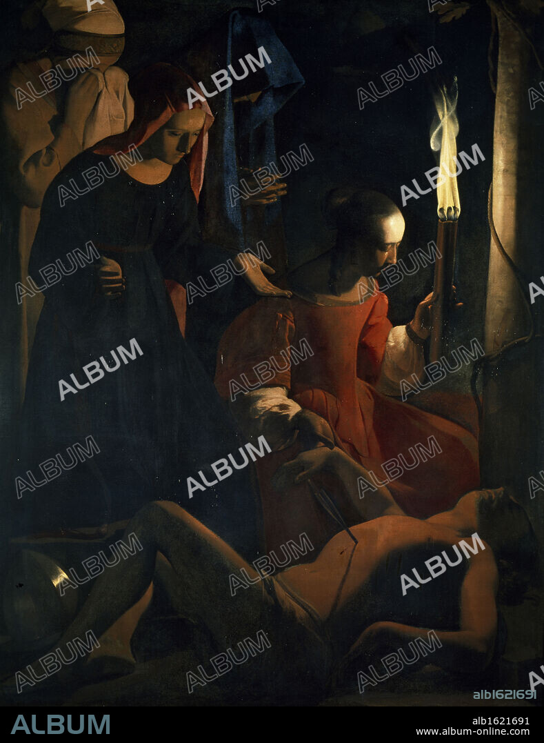 Saint Sebastian Tended by Saint Irene by Georges de la Tour,  17th Century,  (1593-1652),  France,  Paris,  Musee du Louvre.