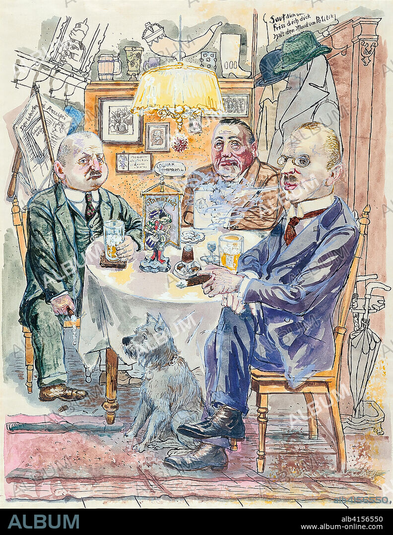 George Grosz (Berlin, 1893-1959). Der Stammtisch (ca. 1928 - 1930). Watercolor and ink on paper. 59 x 46 cm.