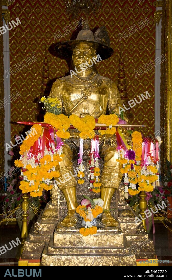 King Taksin (Somdet Phra Chao Taksin Maharat; Thai: ?????????????????????????; April 17, 1734 – April 7, 1782) was the only King of the Thonburi Kingdom. He is greatly revered by the Thai people for his leadership in liberating Siam from Burmese occupation after the Second Fall of Ayutthaya in 1767, and the subsequent unification of Siam after it fell under various warlords. King Taksin established Thonburi as his new capital, since Ayutthaya had been almost completely destroyed by the Burmese. His reign was characterized by numerous wars, fought to repel new Burmese invasions and to subjugate the northern Thai kingdom of Lanna, the Laotian principalities, and a threatening Cambodia. He was succeeded by the Chakri dynasty and the Rattanakosin Kingdom under his long time friend King Buddha Yodfa Chulaloke.