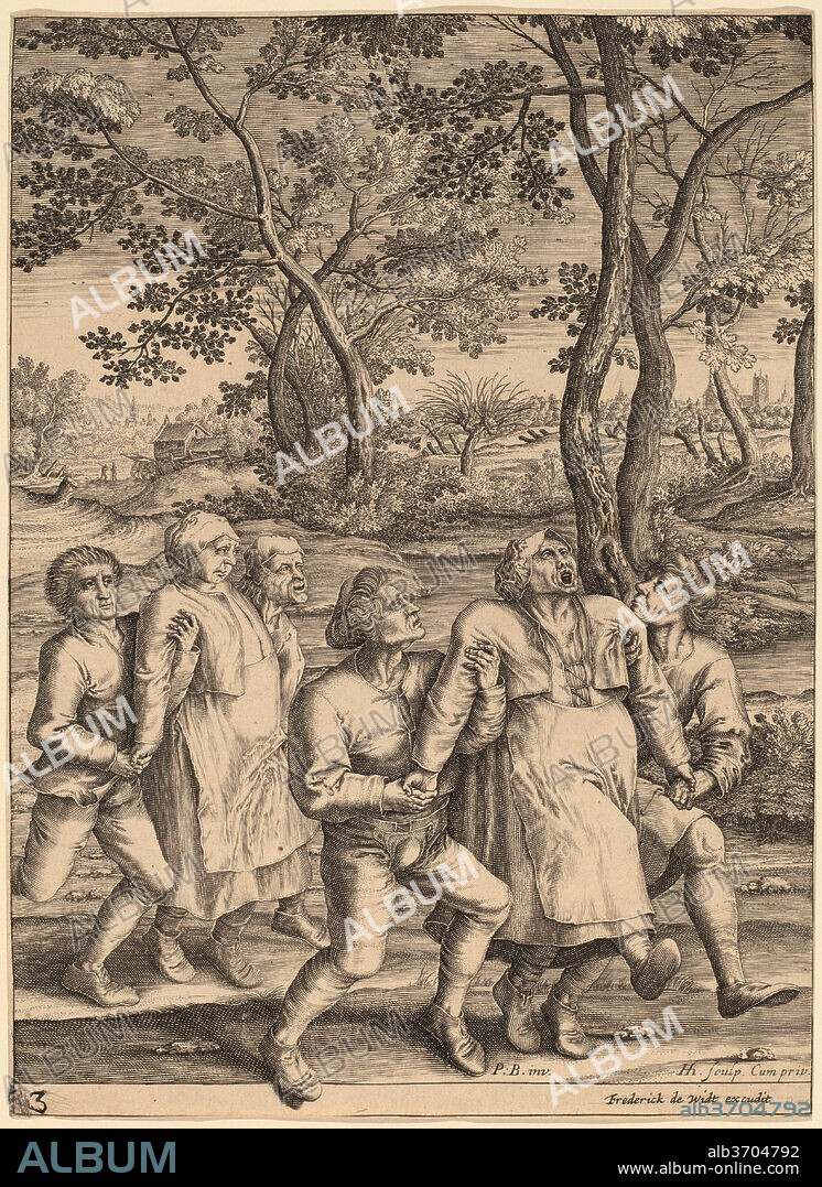 HENDRIK HONDIUS I AFTER PIETER BRUEGEL THE ELDER. Two Groups of Peasants Moving towards the Right. Medium: engraving.