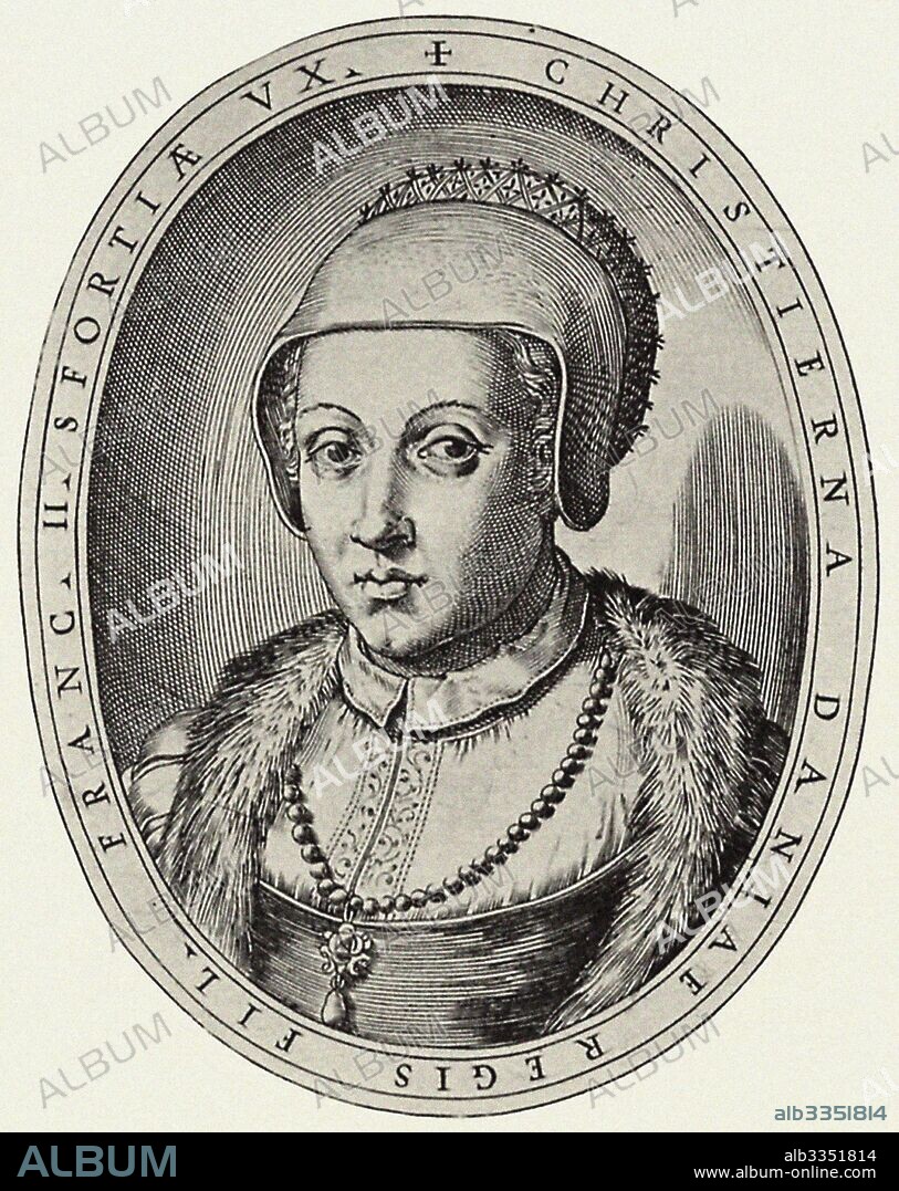 ANTONIO CAMPI. Portrait of Christina of Denmark (1522–1590). Illustration for "Cremona fedelissima".