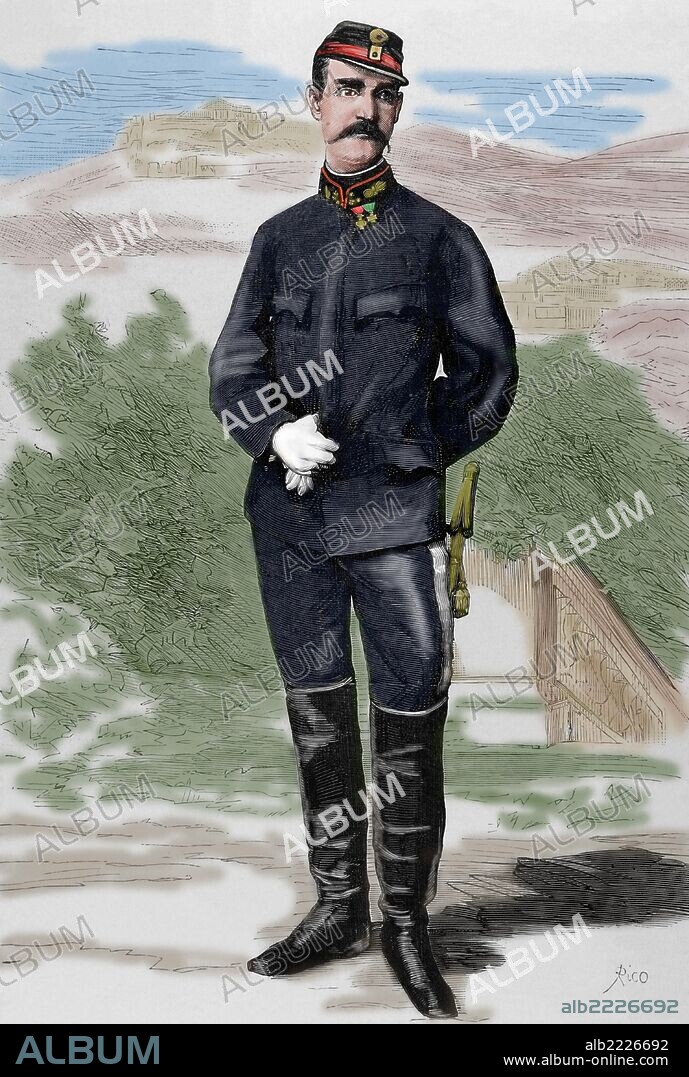 JORGE I (1845-1913). Rey de Grecia de 1863 a 1913. Aunque era príncipe de Dinamarca, con solo 17 años fué elegido Rey por la Asamblea Nacional de Grecia, que había depuesto al anterior monarca, Otón I. Grabado por Rico. "La Ilustración Española y Americana", año 1880. Coloreado.