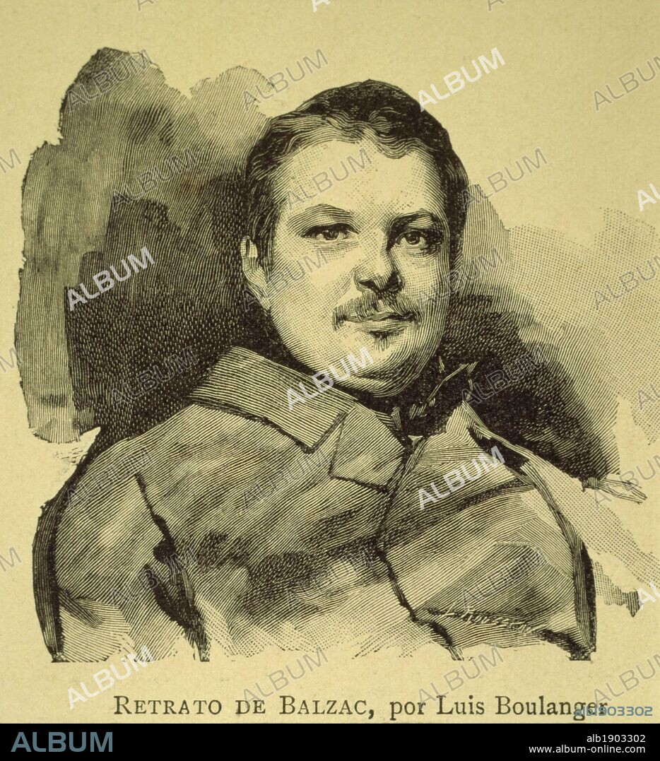 Honoré de Balzac (1799-1850). Escritor francés. Ilustración de Luis Boulanger.