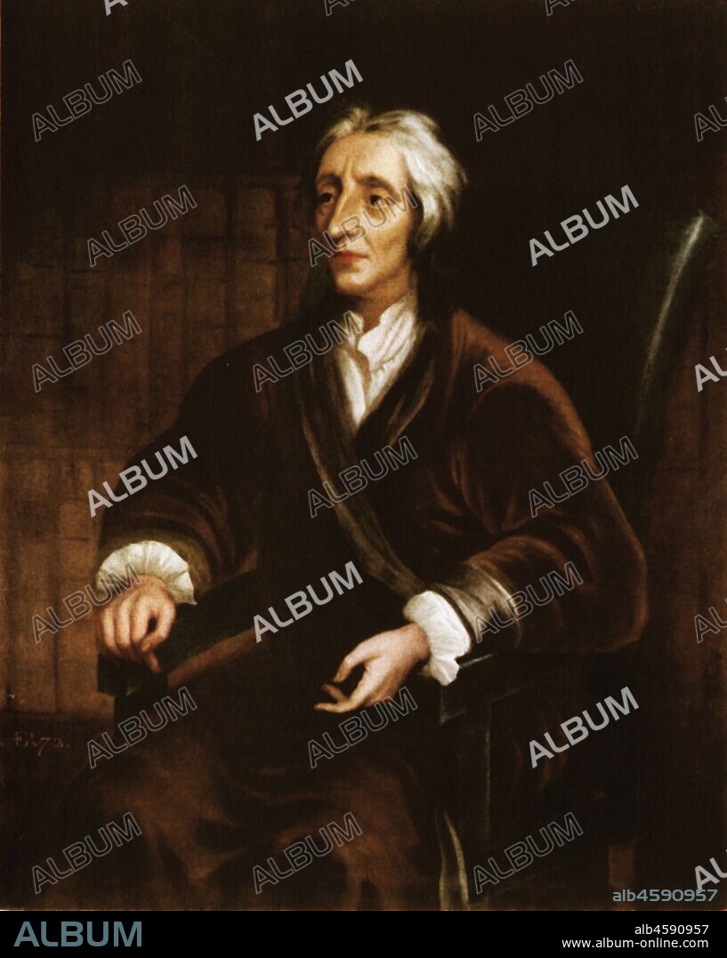 SIR GODFREY KNELLER. 'John Locke', late 17th century, (1943). Portrait of English philosopher John Locke (1632-1704). Painting in Christ Church College, Oxford University. From "British Philosophers', by Kenneth Matthews. [Collins, London, 1943].