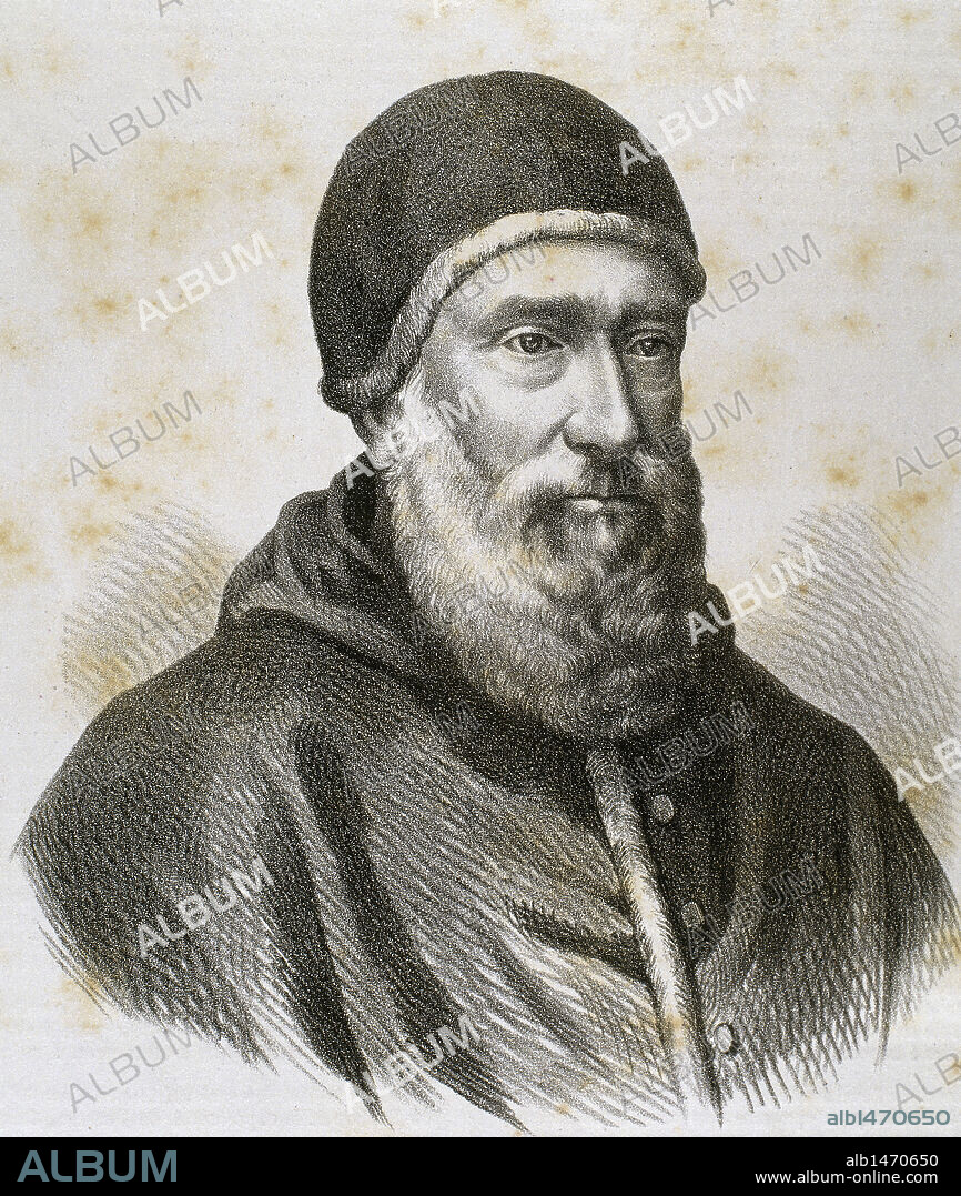 CLEMENTE VII (1478-1534). Papa italiano, de nombre Giulio de Médici (1523-1534). Gracias a su mecenazgo, Miguel Angel realizó las pinturas del Juicio Final de la Capilla Sixtina. S. XVI. Grabado S. XIX.