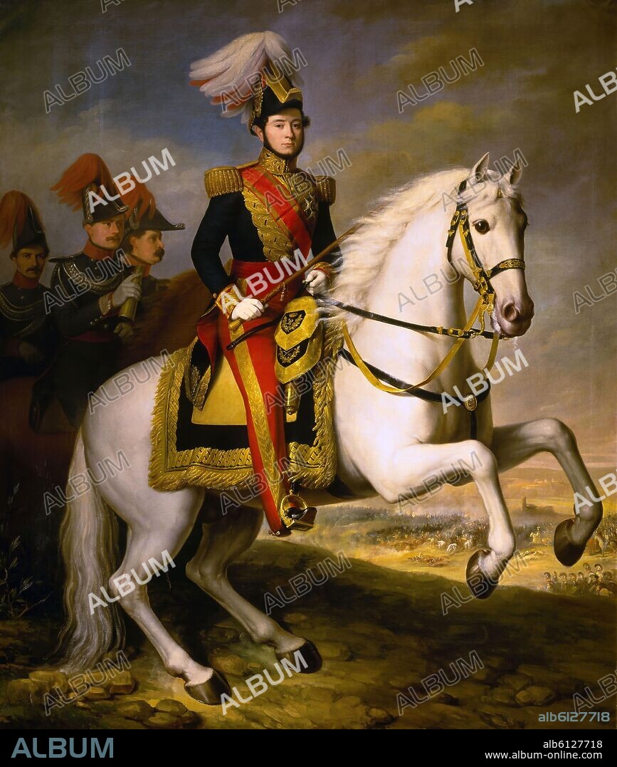 ANTONIO MARIA ESQUIVEL. 'Equestrian Portrait of Juan Prim', 1844, Oil on canvas, 277 x 234 cm, CE0128.
