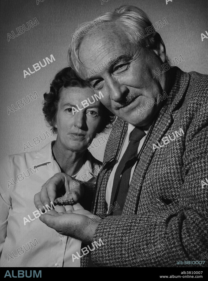Mary Douglas Nicol Leakey (February 6, 1913 - December 9, 1996) was an English archeologist and anthropologist, who discovered the first fossilized Proconsul skull, an extinct ape now believed to be ancestral to humans, and also discovered the robust Zinjanthropus boisei skull ( AKA Australopithecus boisei, now classified as Paranthropus boisei) at Olduvai Gorge. She died in 1996 at the age of 83. Louis Seymour Bazett Leakey (August 7, 1903 - October 1, 1972) was a Kenyan archeologist and naturalist whose work was important in establishing human evolutionary development in Africa, particularly through his discoveries in the Olduvai Gorge. In natural philosophy he asserted Darwin's theory of evolution unswervingly and set about to prove Darwin's hypothesis that humans arose in Africa. In 1972 he suffered a heart attack and died at the age of 69.
