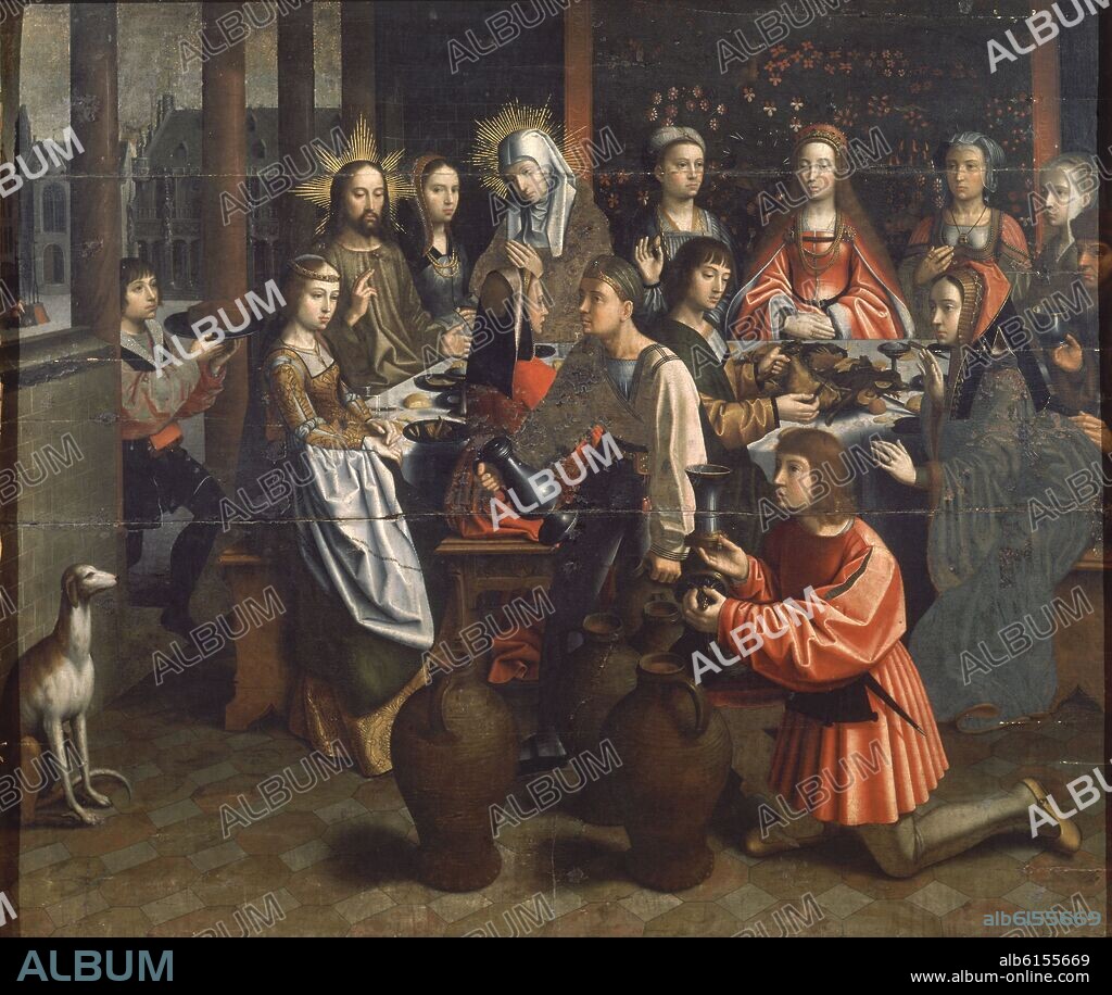 GERARD DAVID (1460-1523). BODAS DE CANAA CON LOS REYES CATOLICOS - SIGLO XVI - PINTURA GOTICA FLAMENCA.