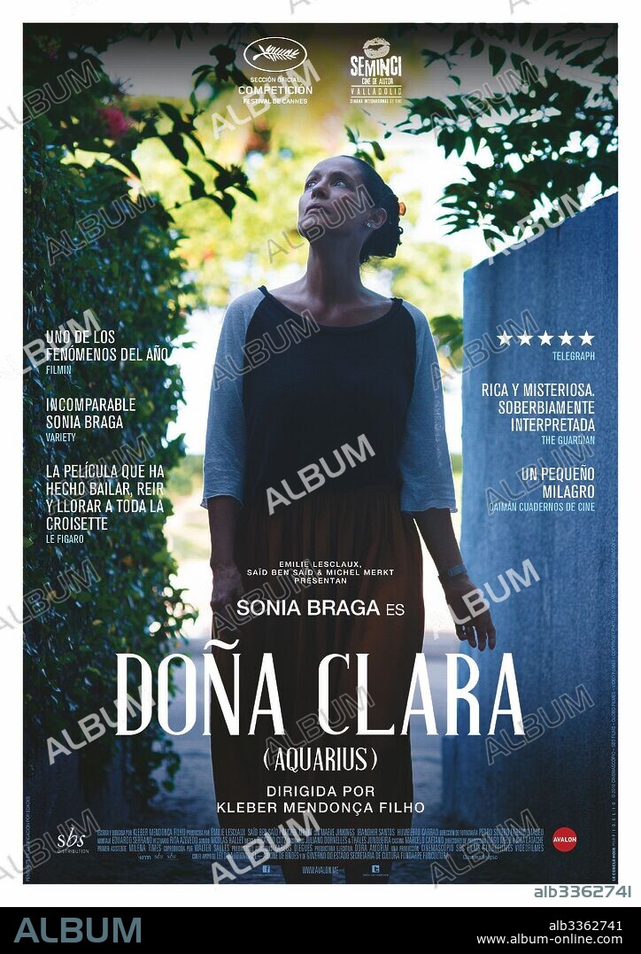 Poster de DOÑA CLARA, 2016 (AQUARIUS), dirigida por KLEBER MENDONÇA FILHO. Copyright CINEMASCOPIO PRODUÇOES/SBS PROD.