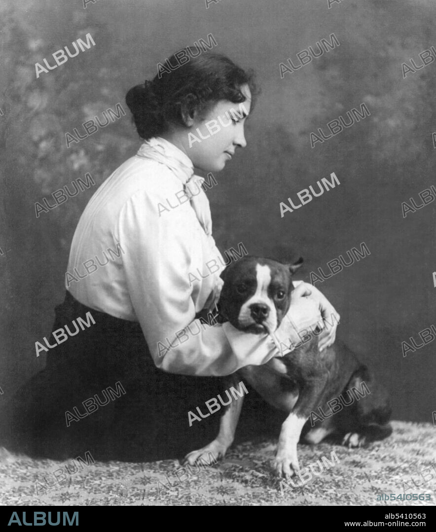Hellen Keller with her dog, 1902. Helen Keller (1880-1968) was an American author, political activist, and lecturer. She was the first deaf-blind person to earn a Bachelor of Arts degree. The story of Keller and her teacher, Anne Sullivan, was made famous by Keller's autobiography, The Story of My Life, and its adaptations for film and stage, The Miracle Worker. A prolific author, Keller was well-traveled and outspoken in her convictions. A member of the Socialist Party of America and the Industrial Workers of the World, she campaigned for women's suffrage, labor rights, socialism, antimilitarism, and other similar causes.