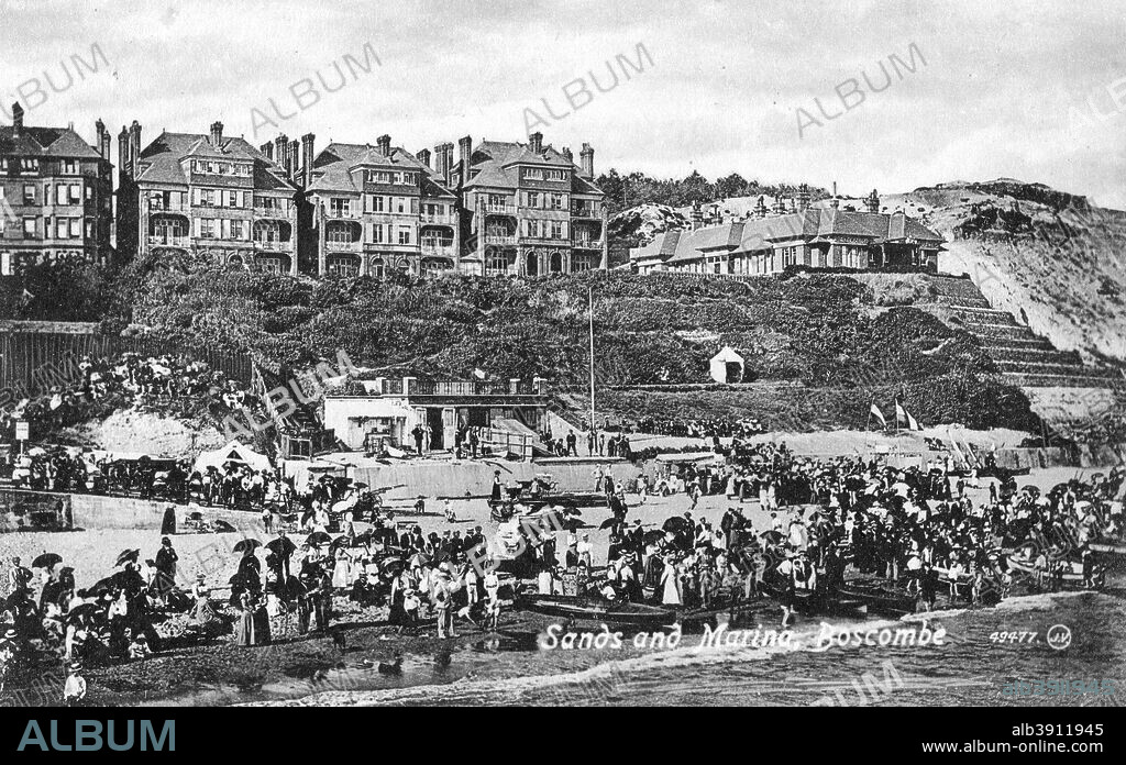 Sands and marina, Boscombe, Bournemouth, Dorset, early 20th century(?).