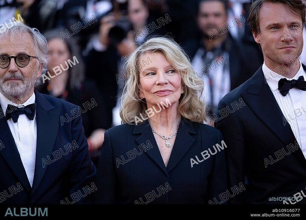 Cannes, France, 21 May 2024: Fabrice Luchini, Nicole Garcia and Hugh Skinner at the premiere of Marcello Mio on the red carpet of the Palais des Festivals during the 77th Cannes International Film Festival. The 77th Cannes International Film Festival will take place from 14 to 25 May 2024