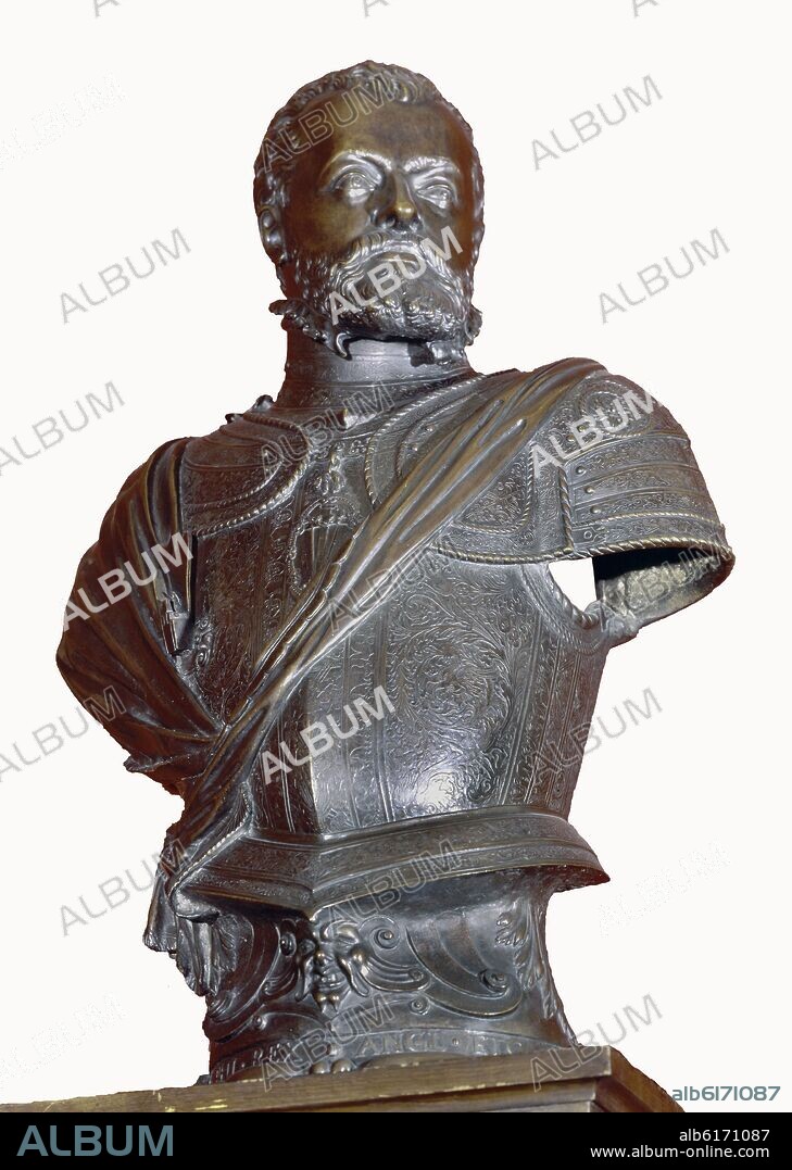 LEONE LEONI (1509-92). BUSTO EN BRONCE DE FELIPE II.