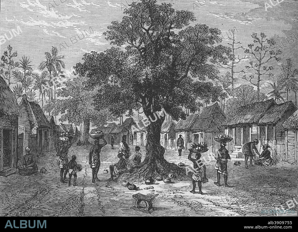 'Amoaful', c1880. Episode of the Third Anglo-Ashanti War (1873-1874).From British Battles on Land and Sea, Vol. III, by James Grant. [Cassell Petter & Galpin, London, Paris & New York, c1880].
