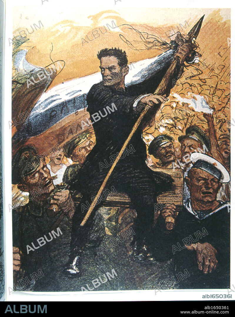 Russian Revolution, 1917. Cartoon from L'Assiette au Buerre, Paris, 1917.