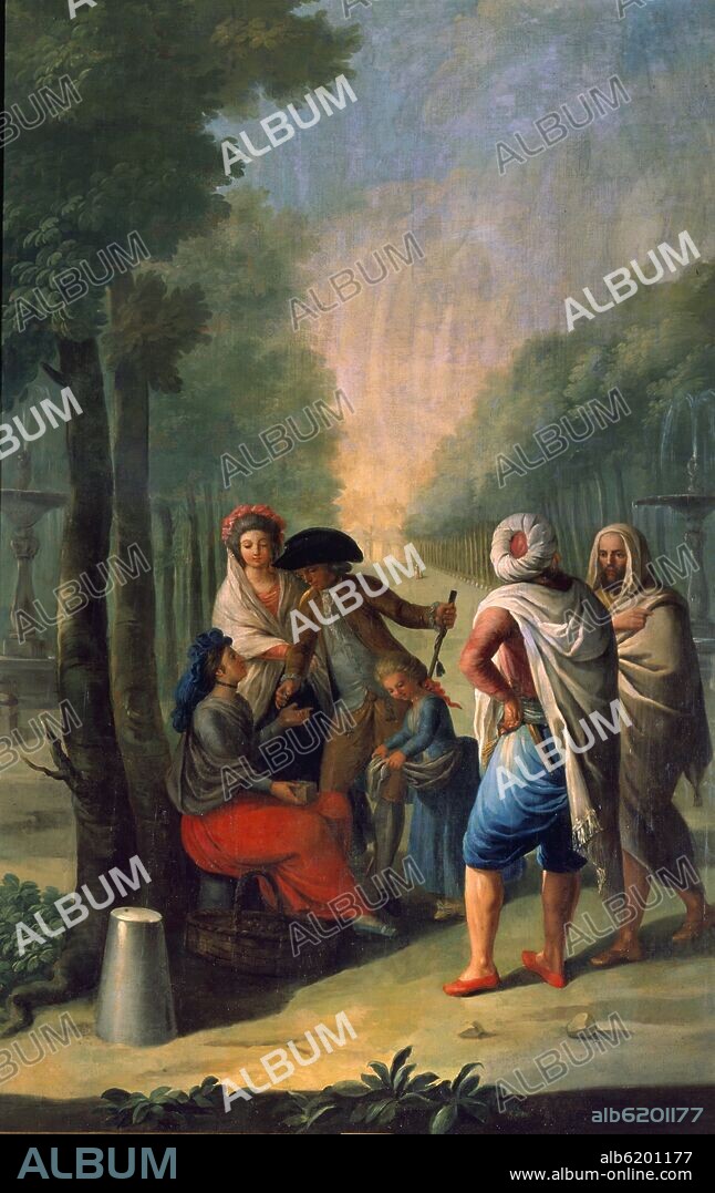CAMARON MELIA JOSE. VENDEDORA AMBULANTE EN EL PASEO DEL PRADO - 1787 - OLEO/LIENZO - 280x180 cm.