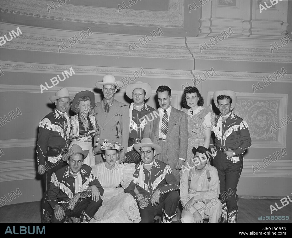 WILLIAM PAUL GOTTLIEB. Portrait of Shorty Warren, Rosalie Allen, Ernest Tubb, Cy Sweat, Dave Miller, Radio Dot, Smokey Warren, Dick Richards, Minnie Pearl, Bob McCoy, and Smokey Swan, Carnegie Hall, New York, N.Y., Sept. 18-19, 1947.