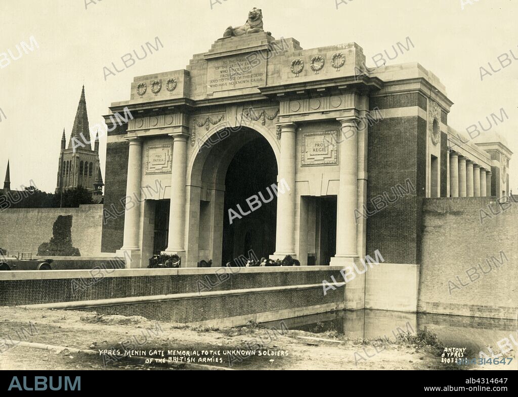 ROBERT ANTONY, MAURICE ANTONY and PHOTO ANTONY. 'Menin Gate Memorial to the Unknown Soldiers of the British Armies', Ypres, Belgium, c1927. The Menin Gate, designed by Sir Reginald Blomfield, was unveiled on 24 July 1927 as a memorial to the British and Commonwealth soldiers killed in the Ypres Salient of World War I, and whose graves are unknown.