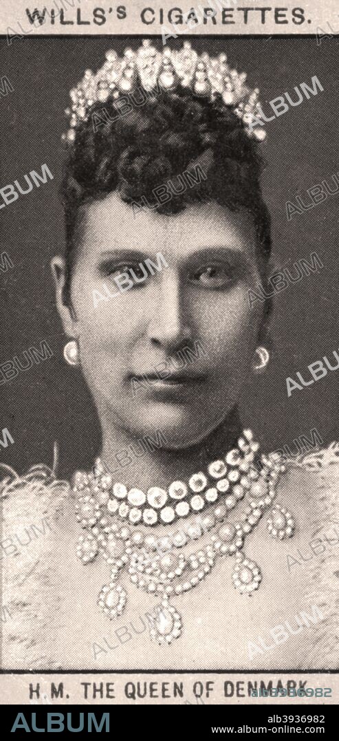 H.M The Queen of Denmark, 1908. Portraits of European Royalty, Wills's Cigarette Cards, Bristol & London.