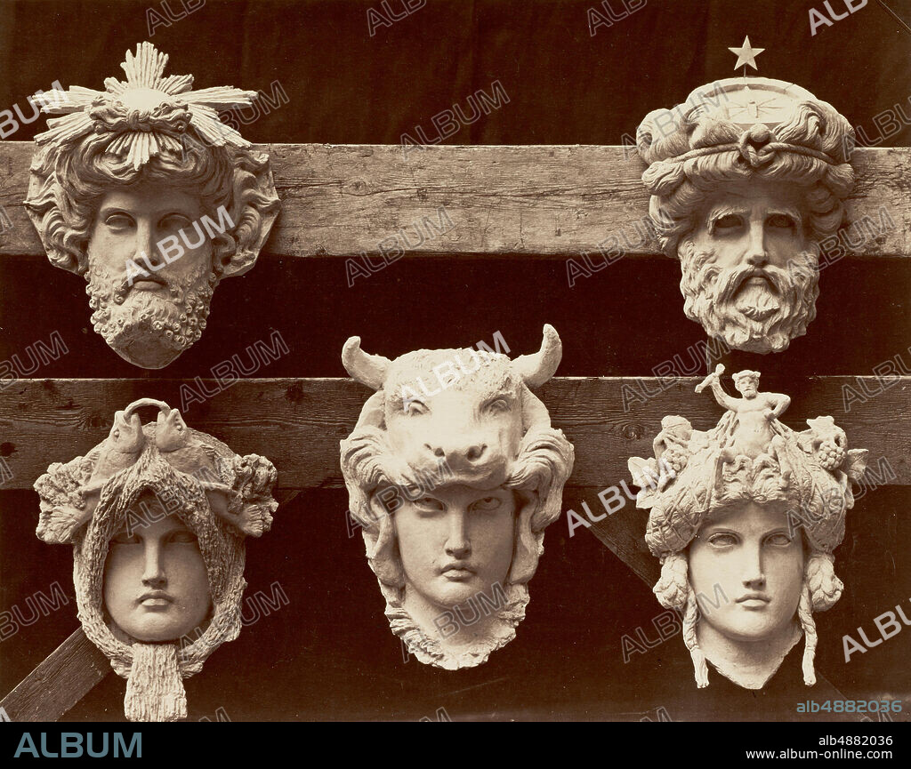 Louis-Émile Durandelle, French, 18391917, Masks for the Fireplace in the Management Office, from The New Paris Opera: Ornamental Sculpture, 1865-72, Albumen print from wet collodion negative, Overall: 8 1/4 × 10 1/2 in. (21 × 26.7 cm).