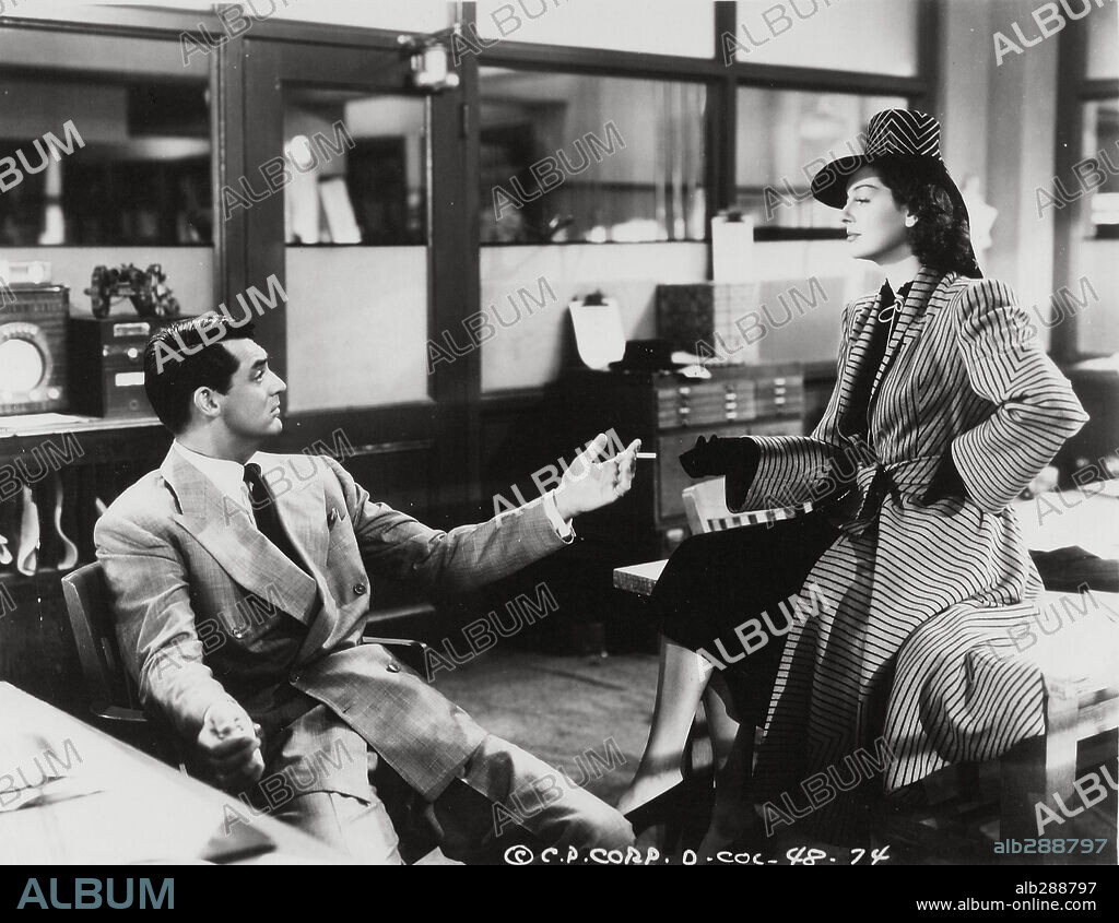 CARY GRANT y ROSALIND RUSSELL en LUNA NUEVA, 1940 (HIS GIRL FRIDAY), dirigida por HOWARD HAWKS. Copyright COLUMBIA PICTURES.