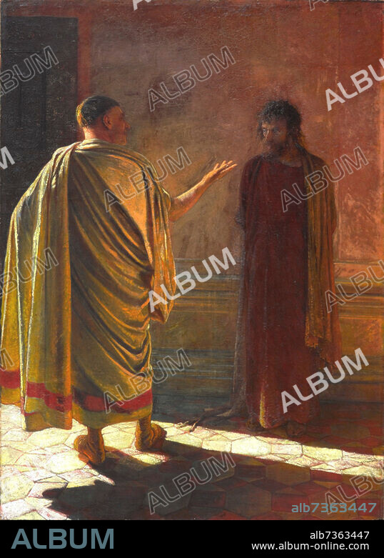 "Was ist Wahrheit?" Christus und Pilatus", Gemälde, 1890, von Nikolai Nikolajewitsch Ge (Gay), (1831 - 1894), Öl auf Leinwand, 233 × 171 cm, Moskau, Staatliche Tretjakow-Galerie.