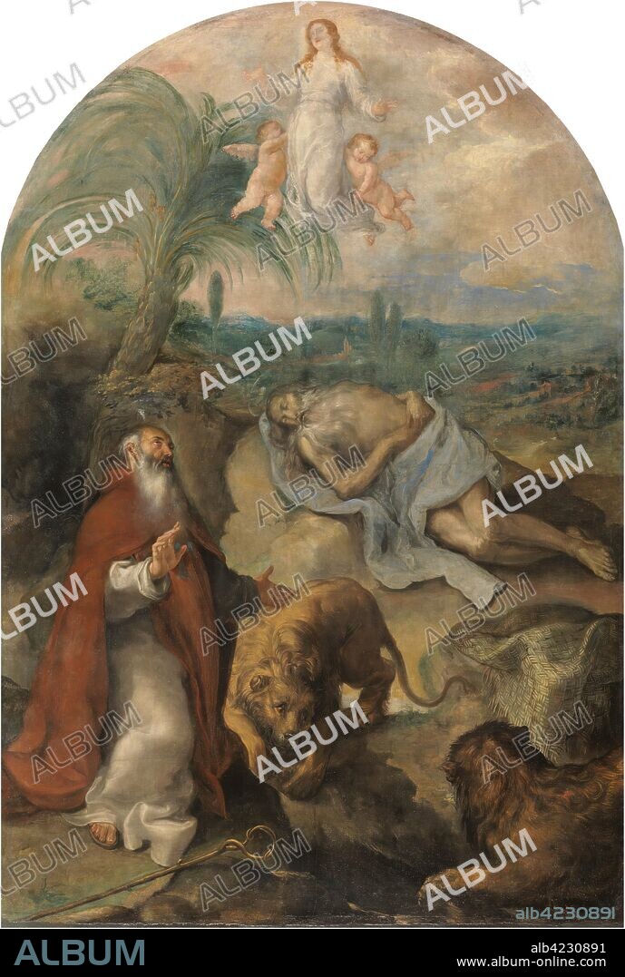 Francisco Camilo / 'La muerte de San Pablo Ermitaño'. Hacia 1649. Óleo sobre lienzo, 264 x 180 cm.