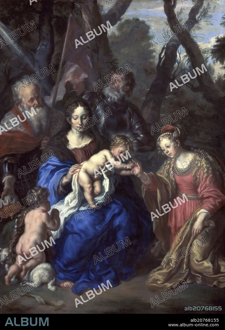 JOACHIM VON SANDRART. The Mystic Marriage of St. Catherine, with St. Leopold and St. William - 1647 - 74x57 cm - oil on panel.
