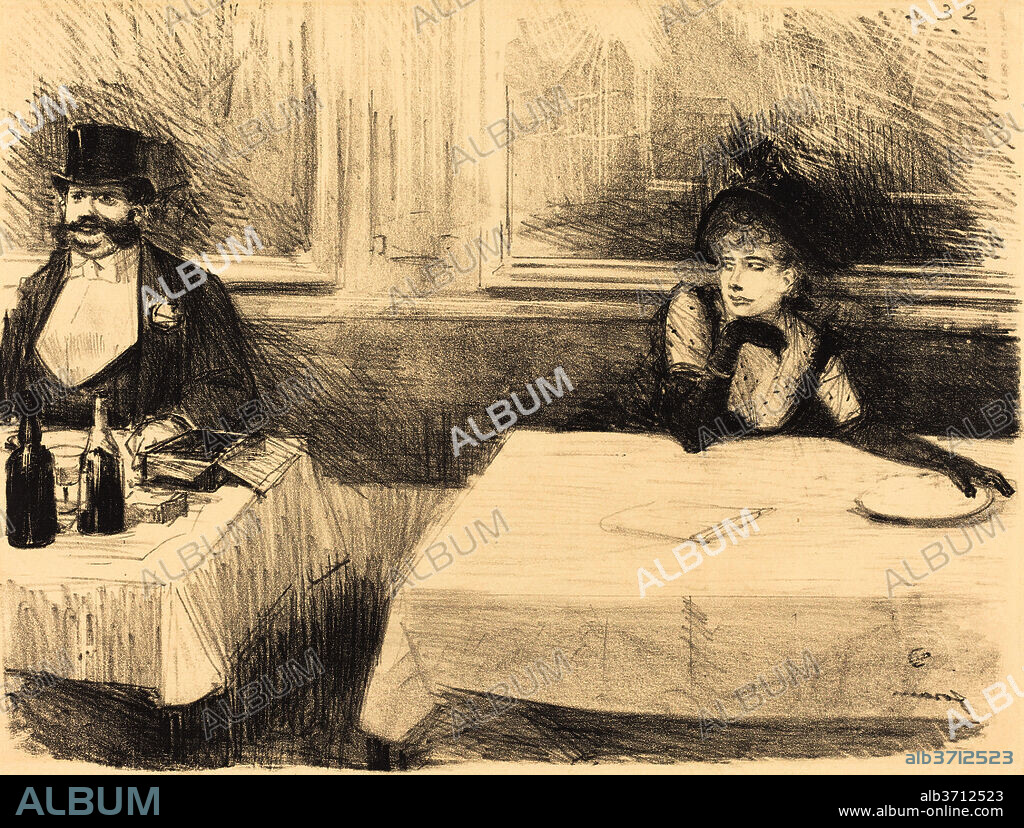 JEAN-LOUIS FORAIN. At the Restaurant. Dated: 1890. Medium: lithograph.