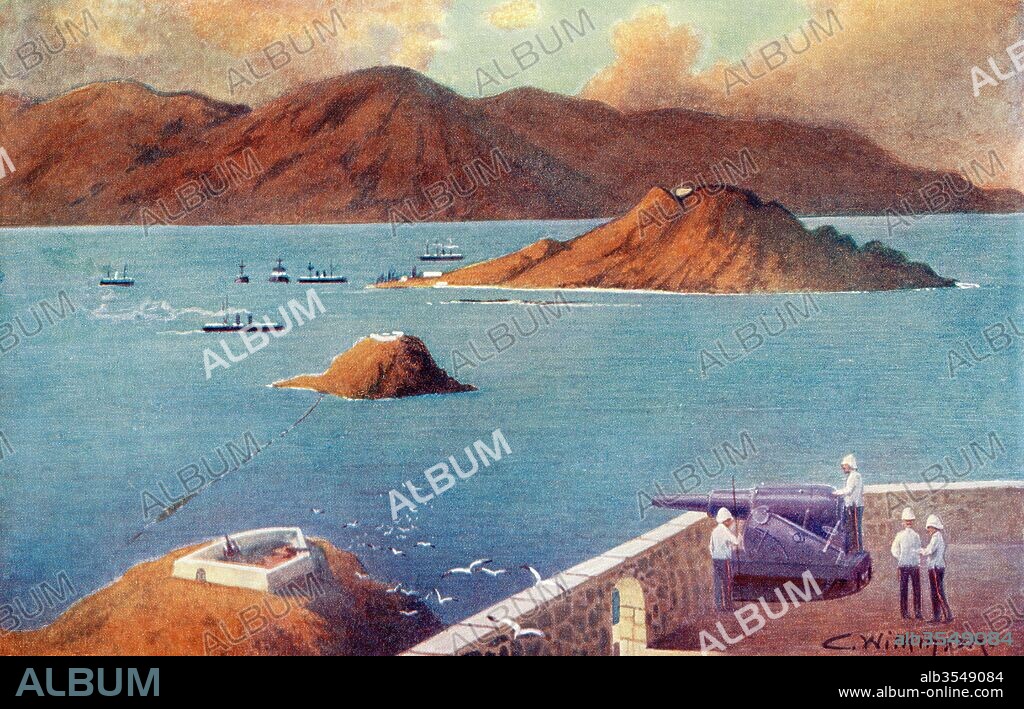 Wei-Hai-Wei, China in 1898. Between 1898 and 1930, the city was part of the British leased territory known as Weihaiwei or the Weihai Garrison. From The Century Edition of Cassell's History of England, published c. 1900.
