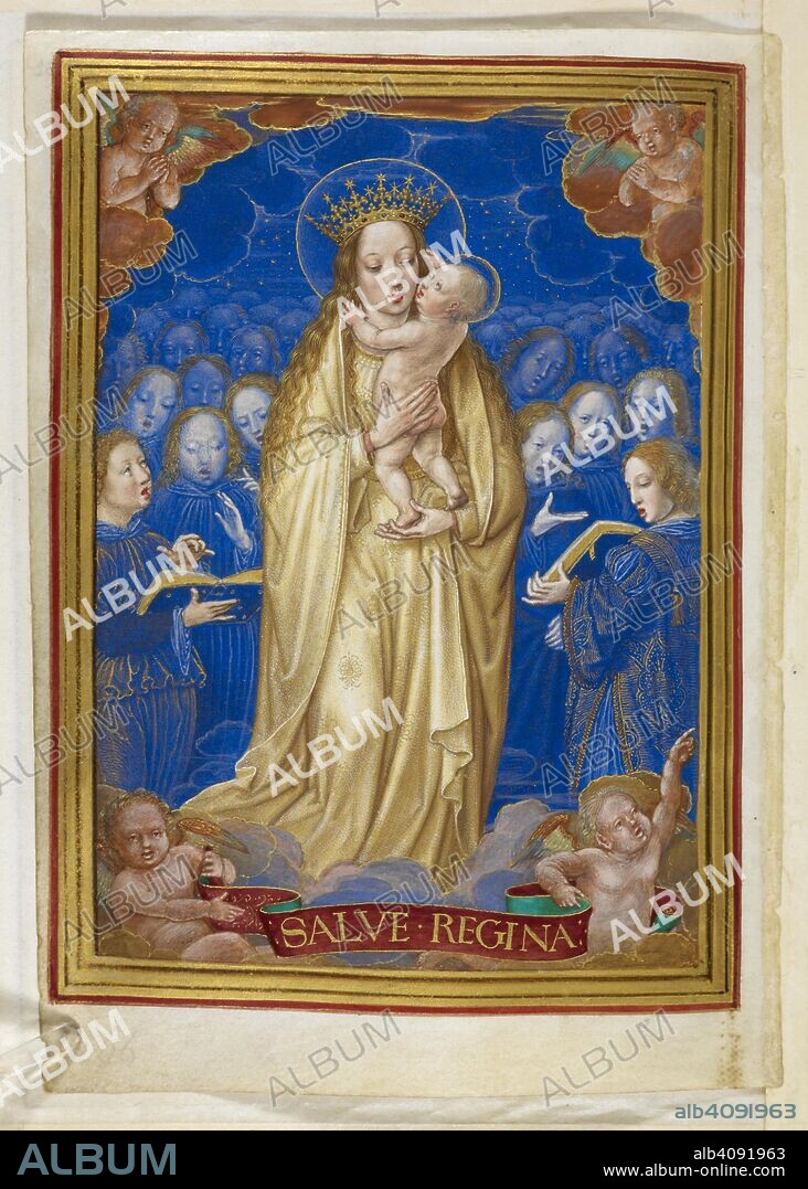 GERARD HORENBOUT. Virgin and Child in Glory: Salve Regina. Sforza Hours. Milan, circa 1490; Flemish insertions, 1517-1520. Source: Add. 34294, f.133v. Language: Latin.